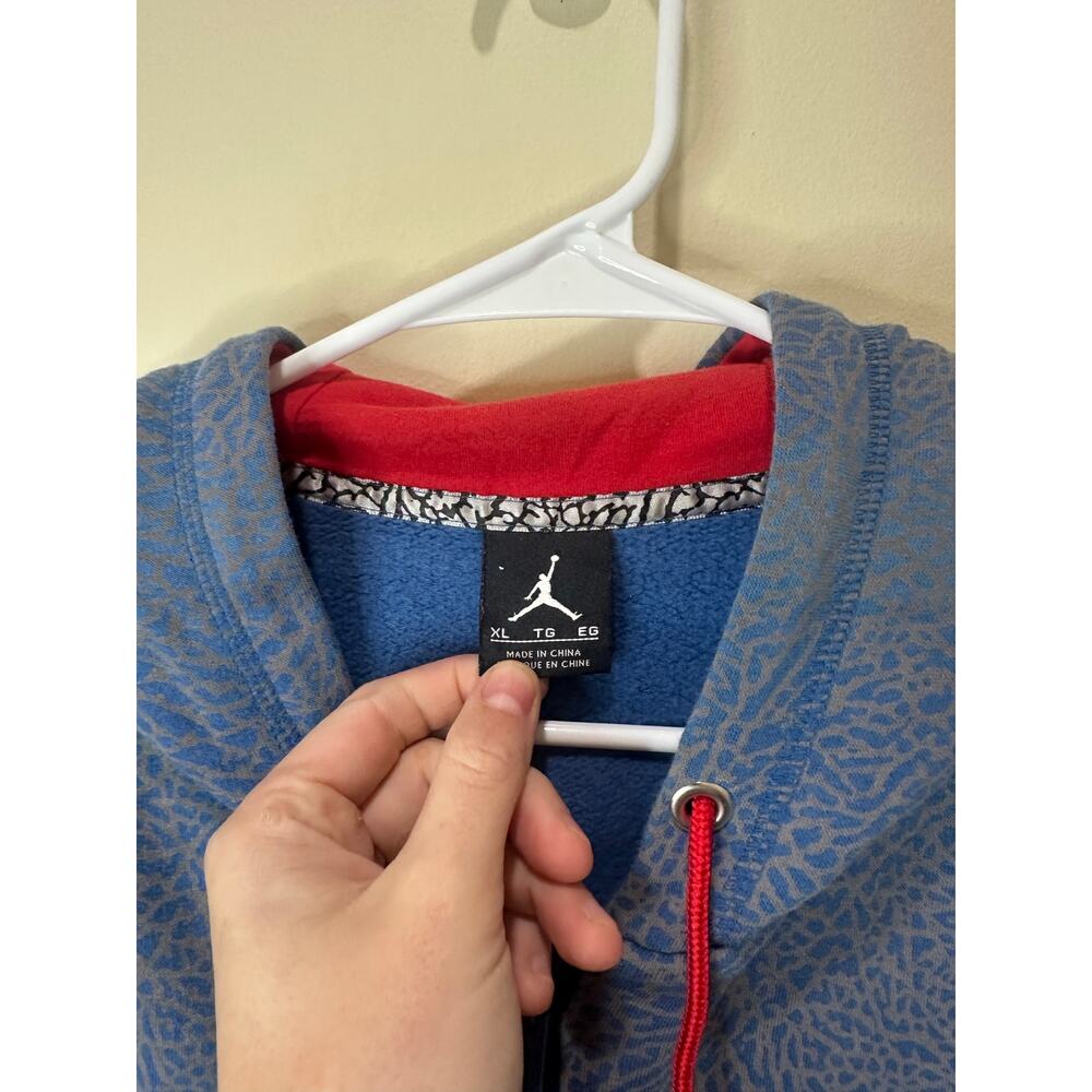 Air Jordan Men’s Blue Elephant Print Full Zip Jacket Hoodie Sz XL Rare Nice! - Picture 3 of 5